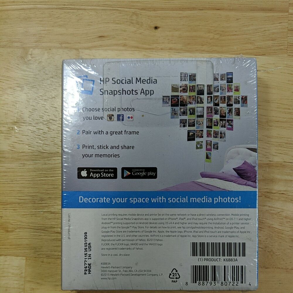 HP‎ Social Media Snapshots Sticky Back Photo Paper 4 x 5 printer paper brand new - Picture 2 of 2